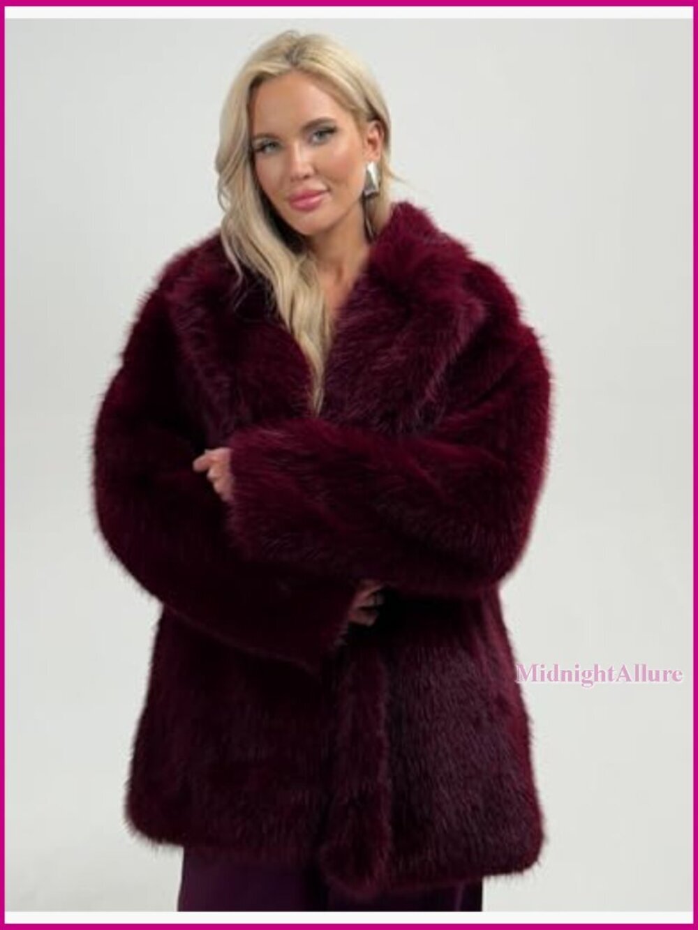 Long Faux Fur Coat Lapel Shaggy Winter Jacket Open Front Outerwear - Picture 4 of 7